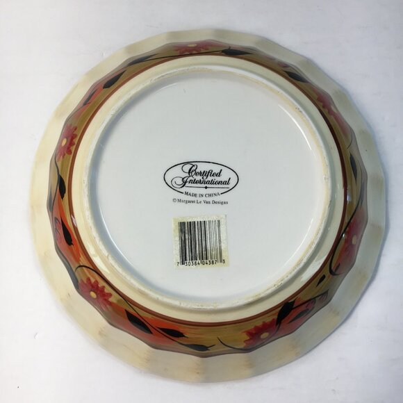 Certified International 9" Scalloped Sunflower Pasta Serving Bowl Margaret Le Va - Picture 3 of 5